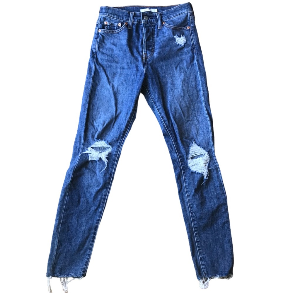 Levi’s Wedgie skinny distressed raw hem jeans